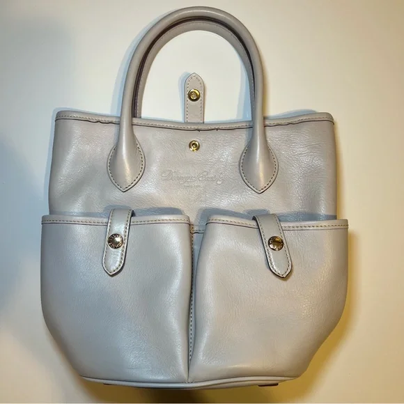 Dooney & Bourke Florentine Leather Satchel Bucket Handbag Purse Tote Ecru White - Picture 7 of 11